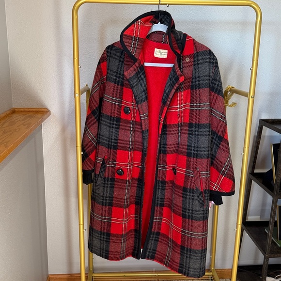 Red and Black Plaid Coat Minnesota Woolen Vintage - Picture 1 of 6